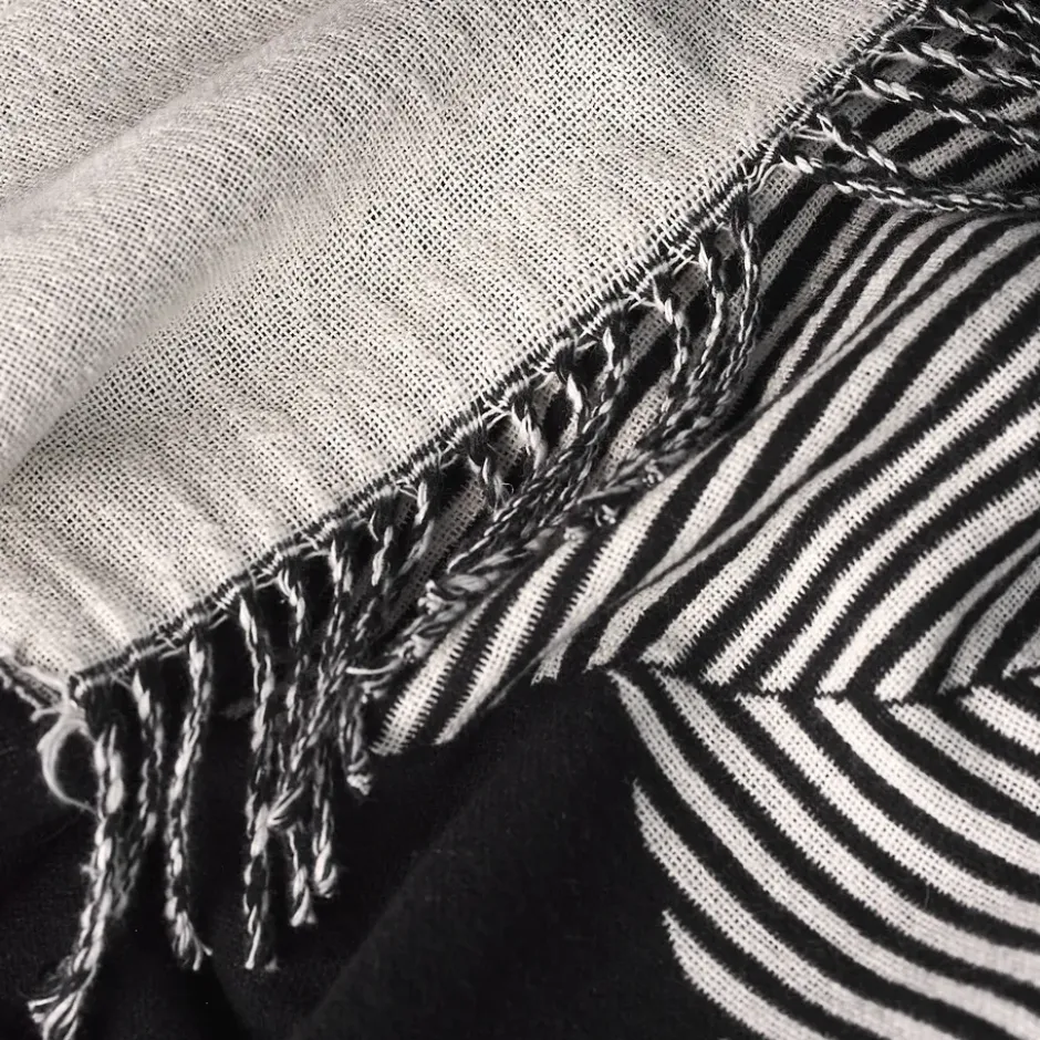 Stripes bomullspläd, Svart