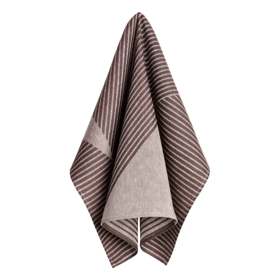 Stripes kökshandduk 47x70 cm 2-pack, Brun-vit