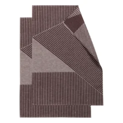 Stripes kökshandduk 47x70 cm 2-pack, Brun-vit