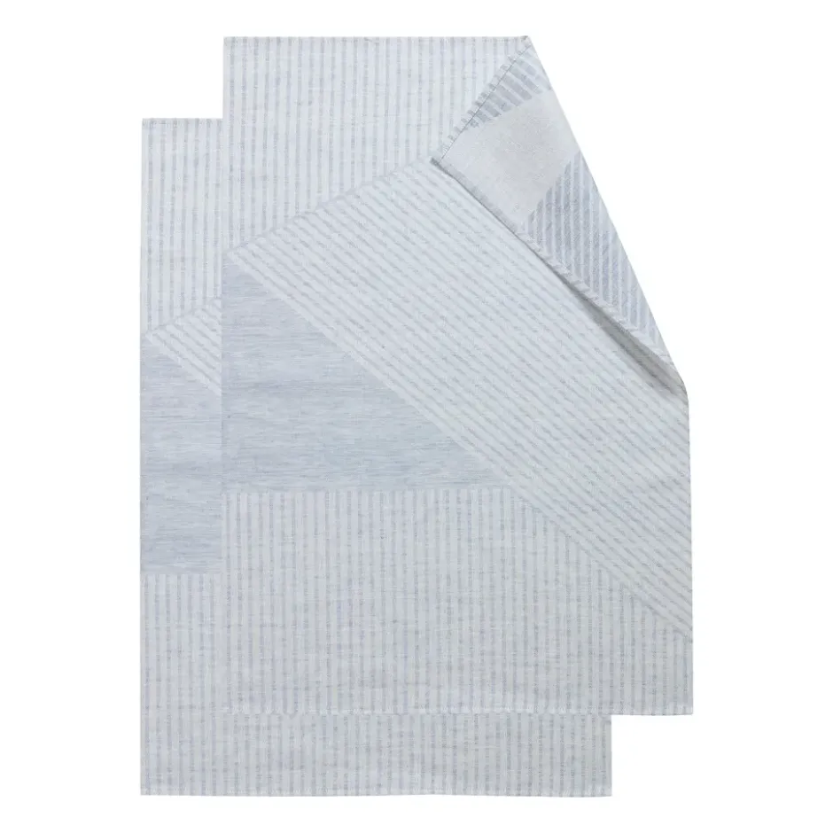 Stripes kökshandduk 47x70 cm 2-pack, Blå-vit
