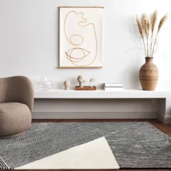 Stripes ullmatta naturvit, 170x240 cm