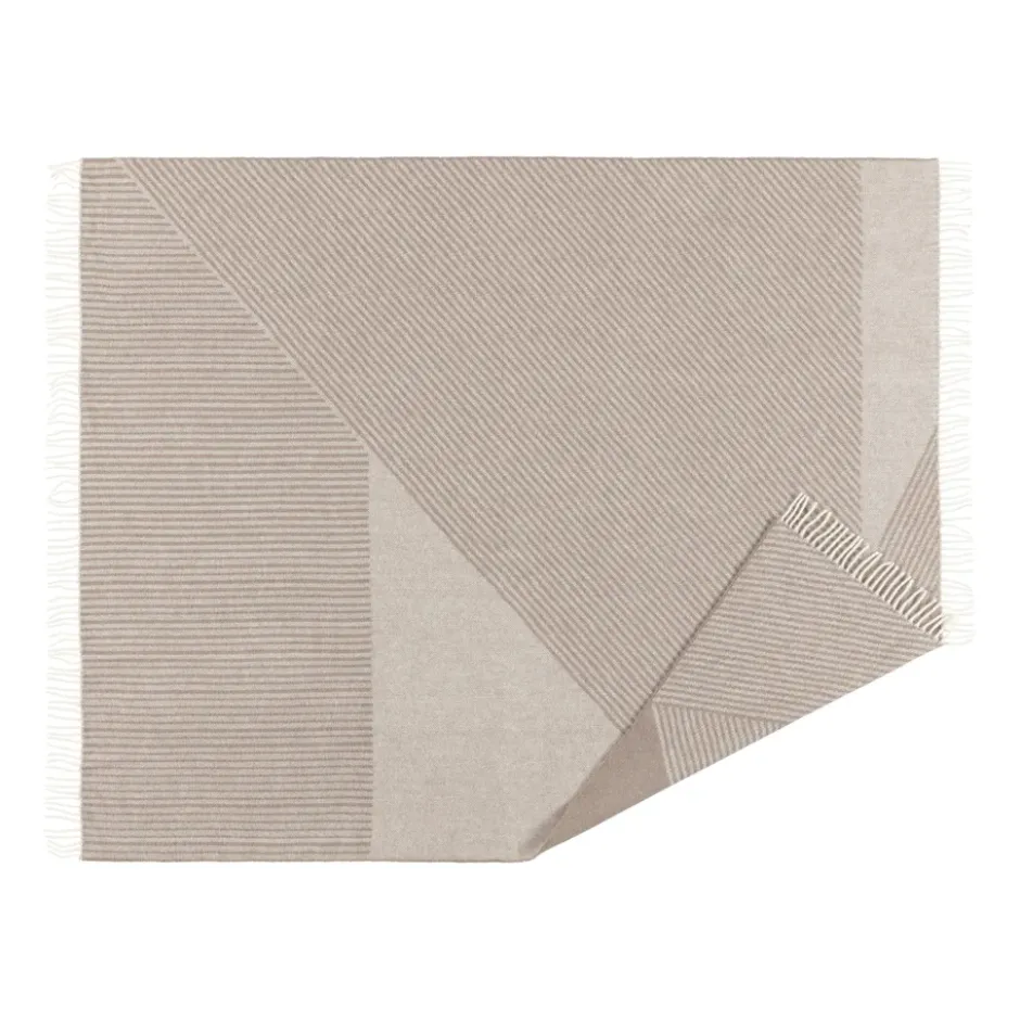 Stripes ullpläd 130x185 cm, Beige
