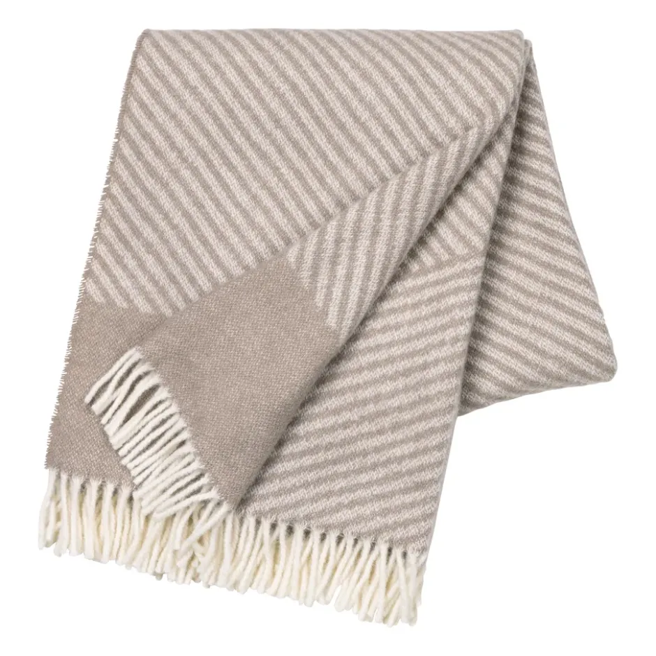 Stripes ullpläd 130x185 cm, Beige