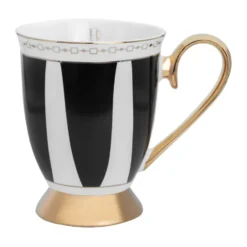 Strisce Nero mugg 28 cl, Svart-vit-guld