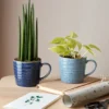 Studio Blue räfflad mugg 40 cl, Flint-chalk