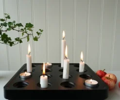 Stumpastaken ljushållare svart, stor