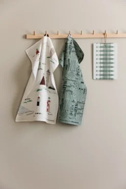 Svenska fyrar kökshandduk 47x70 cm, Vit-multi