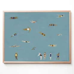Swimmers poster, Blue, 40x50 cm