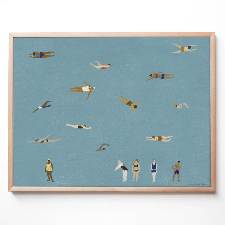 Swimmers poster, Blue, 40x50 cm