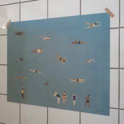 Swimmers poster, Blue, 40x50 cm
