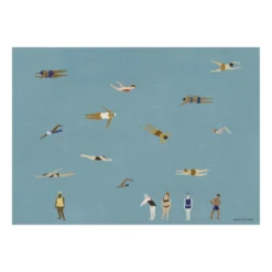 Swimmers poster, Blue, 50x70 cm