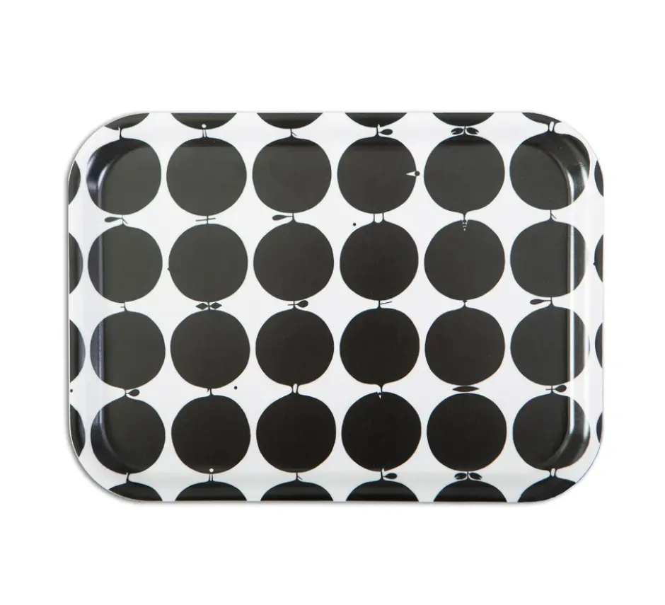 Tallyho bricka 36x28 cm, Svart-vit