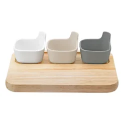 TAPAS serveringsset, Vit-beige-grå