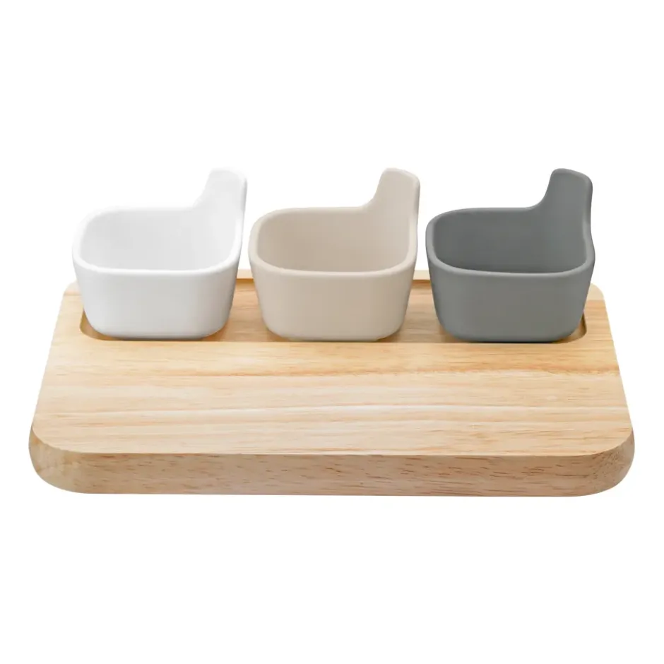 TAPAS serveringsset, Vit-beige-grå