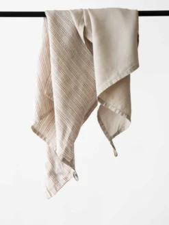 Tell me more kökshandduk linne 50x70 cm, Hazelnut stripe