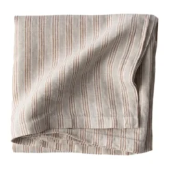 Tell Me More linneduk 145x145 cm, Hazelnut stripe