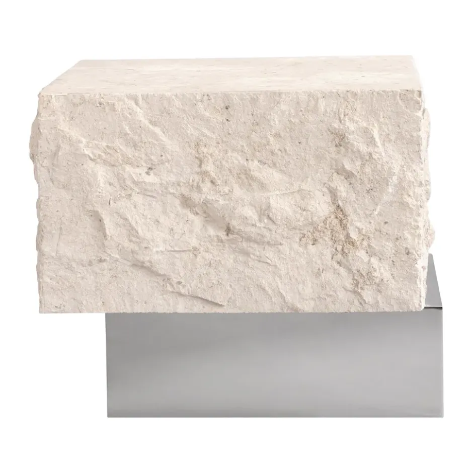 Temple sidobord low 42x40 cm, Chrome-limestone