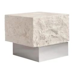 Temple sidobord low 42x40 cm, Chrome-limestone