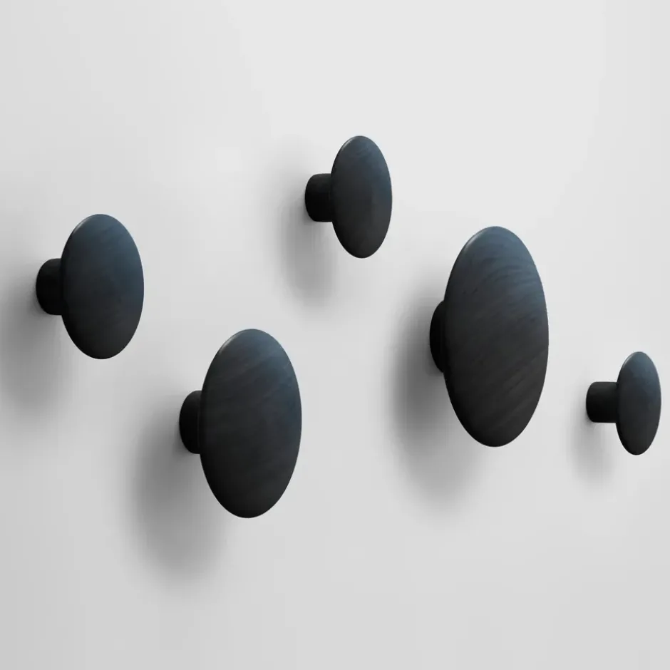 The Dots klädkrok svart, Ø9 cm