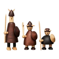 The vikings of Denmark träfigur 3 delar, Stained beech