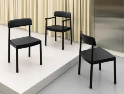 Timb stol med dyna, Black/ Ultra Leather - Black