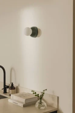 Torrano vägglampa/plafond 13 cm, Mörkgrön marmor
