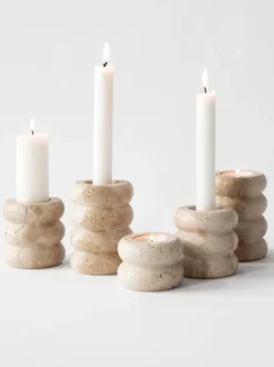 Travertine ljusstake, Medium 8 cm