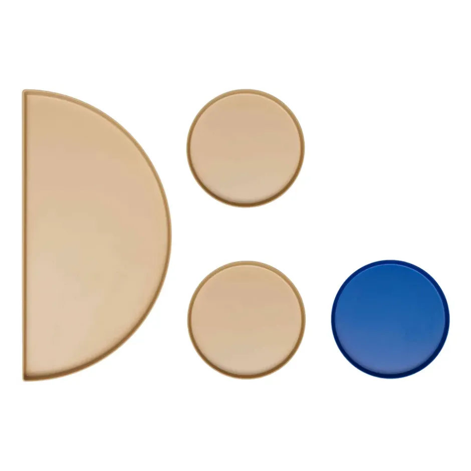 Treasure Trays bricka set om 4, Beige-cobalt blue