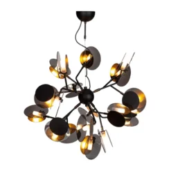 Turno taklampa Ø80 cm, Matt svart-guld