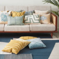 Una ullmatta 230x320 cm, Dark blue-beige-off white