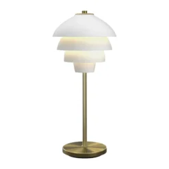 Valencia bordslampa 41 cm, Mattvit-mässing