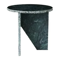 Verde sidobord Ø40 cm, Grön marmor