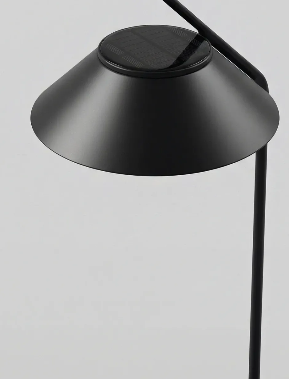 Vinkel solcellslampa pollare med stativ, Black