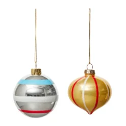 Vintage christmas glass ball No. 2 julkula 2 delar, Multi
