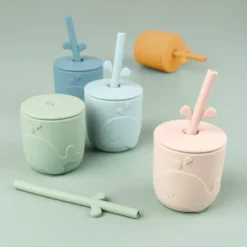 Wally mugg med peekaboo sugrör 2-pack, Mustard