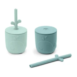Wally mugg med peekaboo sugrör 2-pack, Blue