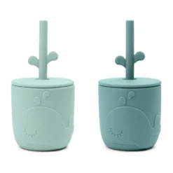 Wally mugg med peekaboo sugrör 2-pack, Blue