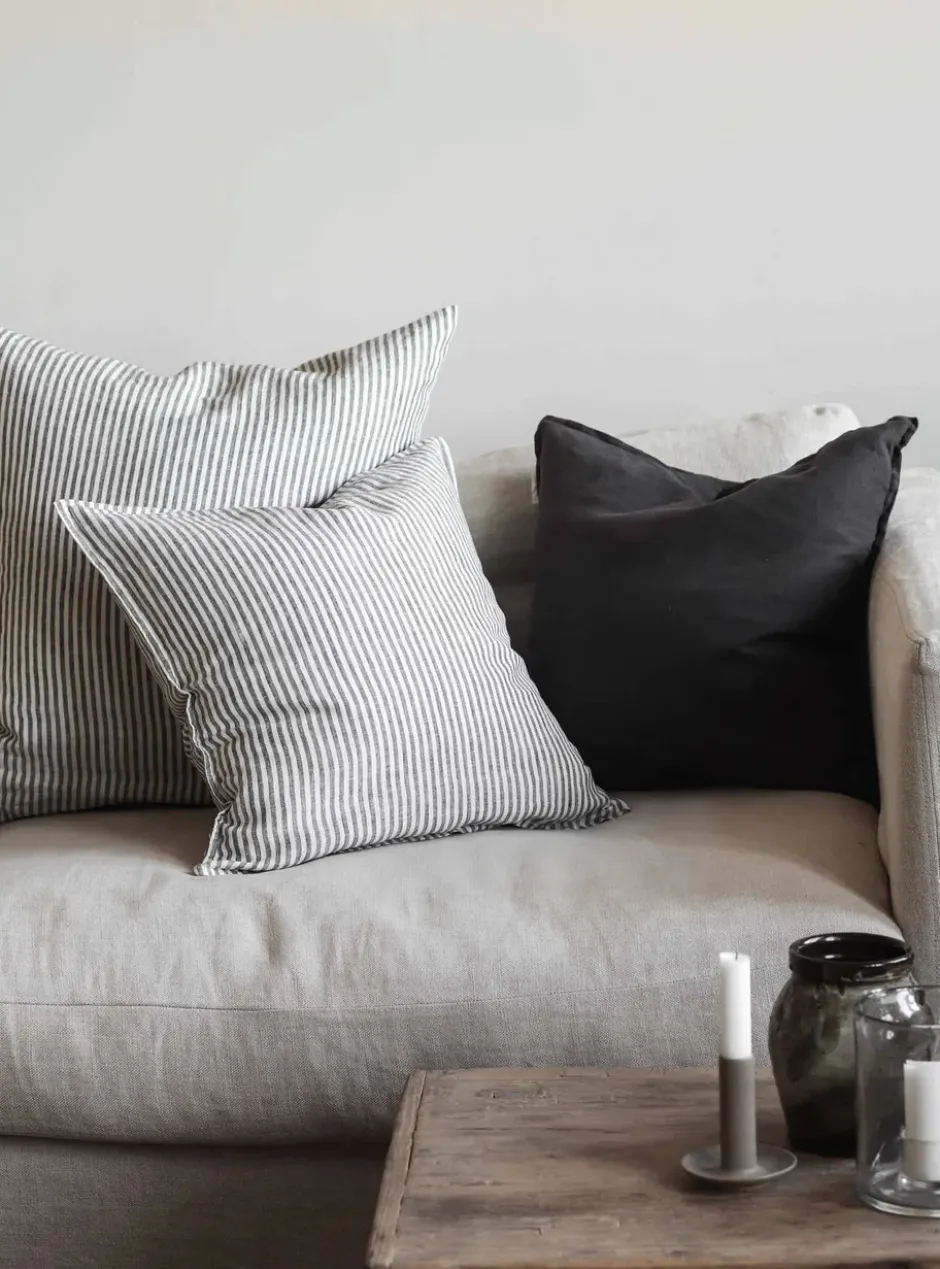 Washed linen kuddfodral 50x50 cm, Grey-white