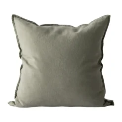 Washed linen kuddfodral 50x50 cm, Olive