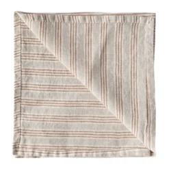 Washed linen tygservett 45x45 cm, Hazelnut stripe