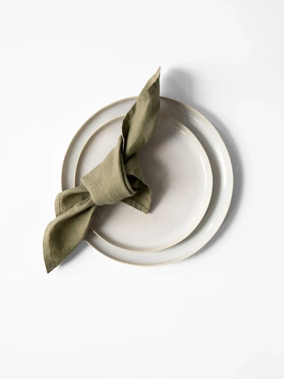 Washed linen tygservett 45x45 cm, Olive