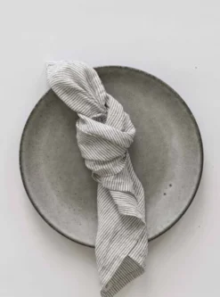 Washed linen tygservett 45x45 cm, Pinstripe