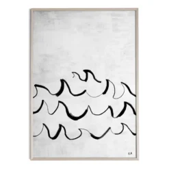 Wave poster 50x70 cm, Svart-vit