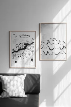 Wave poster 50x70 cm, Svart-vit