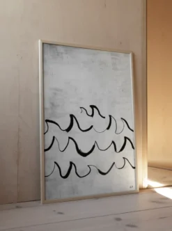 Wave poster 50x70 cm, Svart-vit